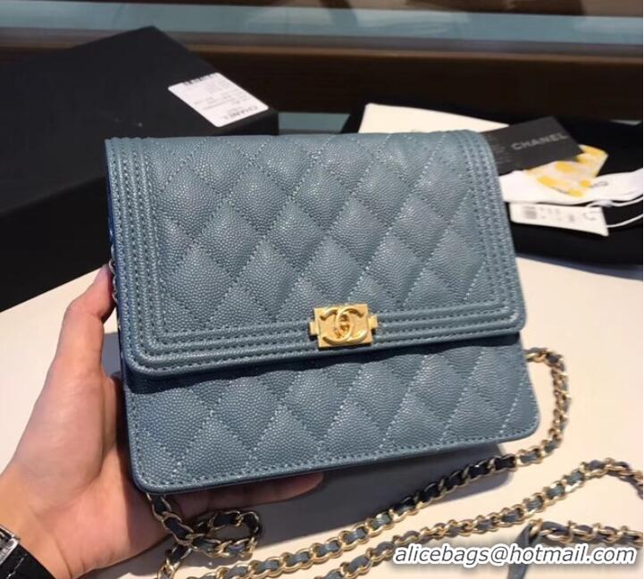 Most Popular Boy chanel clutch with chain A84433 Blue