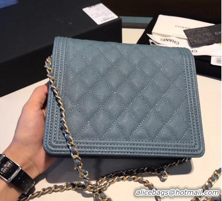 Most Popular Boy chanel clutch with chain A84433 Blue