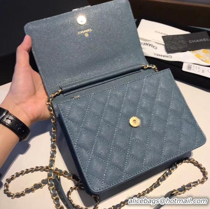 Most Popular Boy chanel clutch with chain A84433 Blue