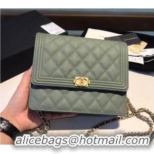 Durable Boy chanel clutch with chain A84433 Green