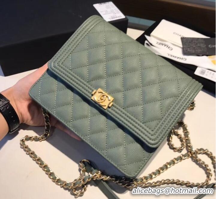 Durable Boy chanel clutch with chain A84433 Green