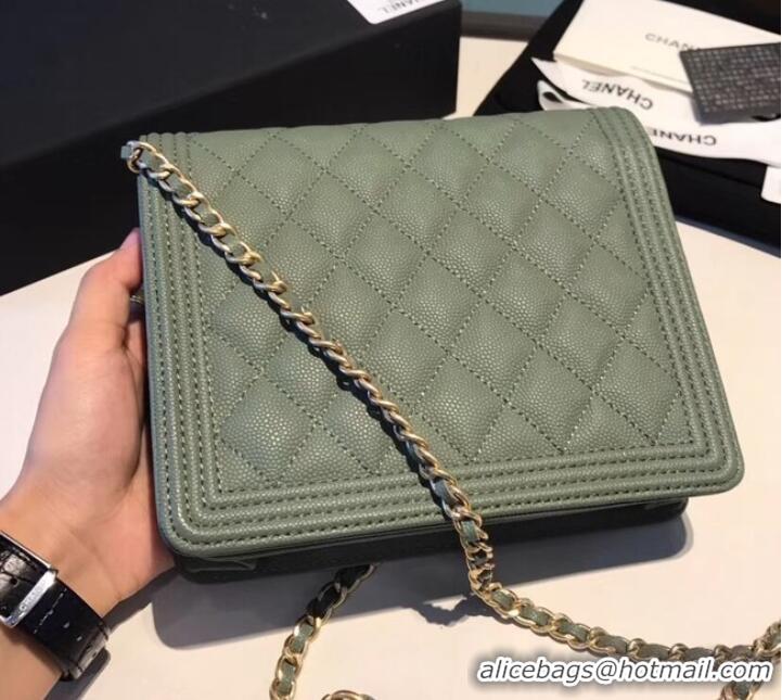 Durable Boy chanel clutch with chain A84433 Green