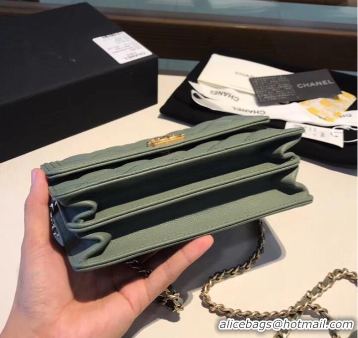 Durable Boy chanel clutch with chain A84433 Green