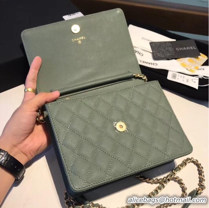 Durable Boy chanel clutch with chain A84433 Green