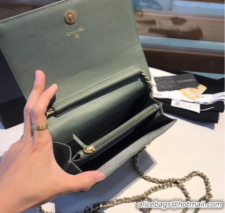 Durable Boy chanel clutch with chain A84433 Green