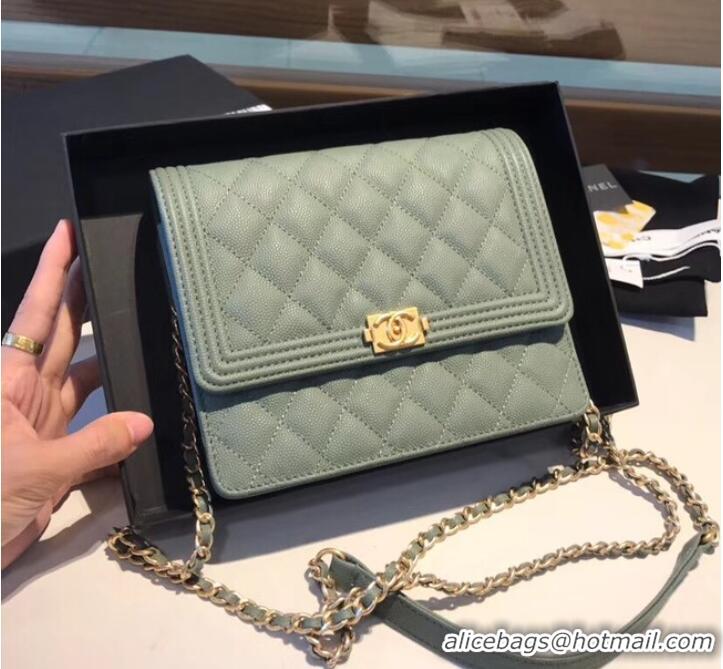 Durable Boy chanel clutch with chain A84433 Green