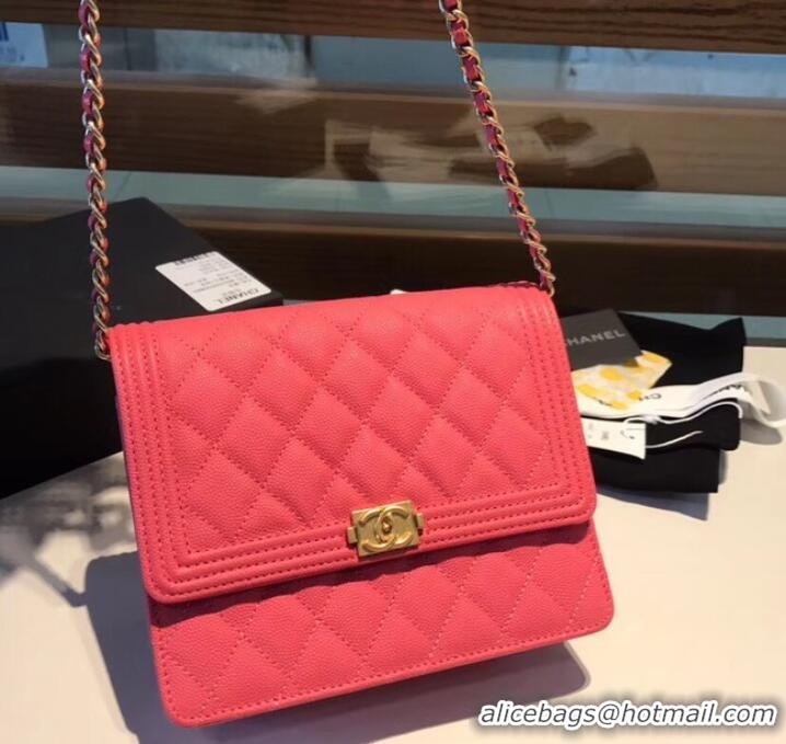 Top Quality Boy chanel clutch with chain A84433 Rose