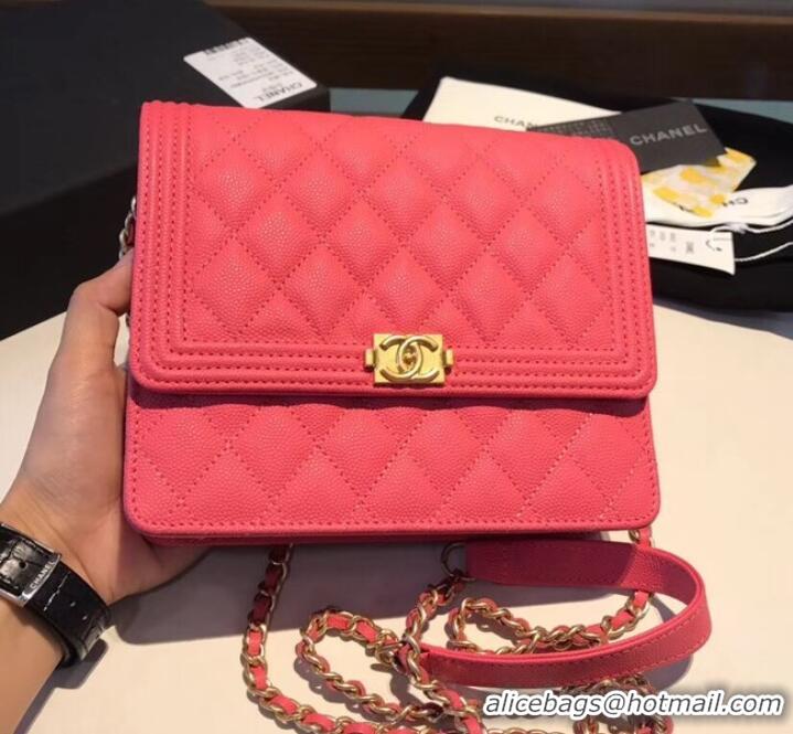 Top Quality Boy chanel clutch with chain A84433 Rose