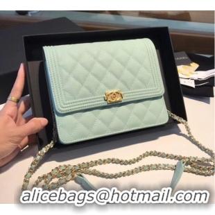 Low Price Boy chanel clutch with chain A84433 Light Green