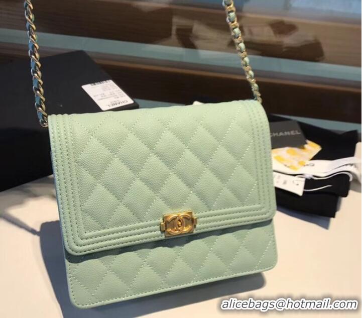 Low Price Boy chanel clutch with chain A84433 Light Green