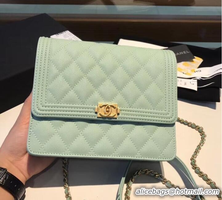 Low Price Boy chanel clutch with chain A84433 Light Green