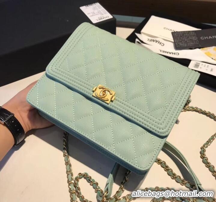 Low Price Boy chanel clutch with chain A84433 Light Green