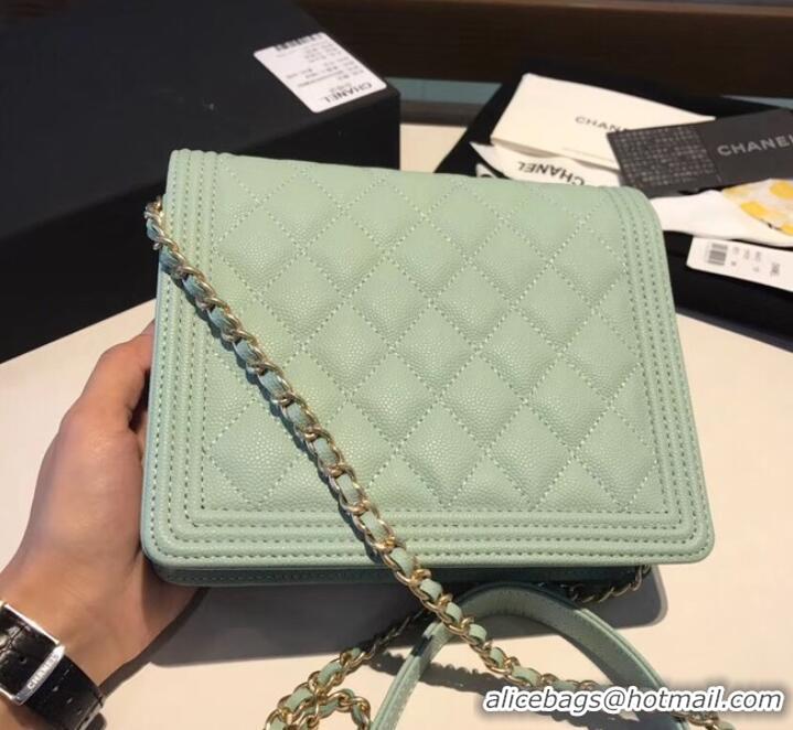 Low Price Boy chanel clutch with chain A84433 Light Green