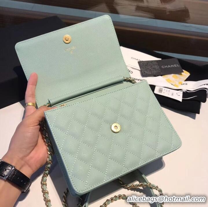 Low Price Boy chanel clutch with chain A84433 Light Green