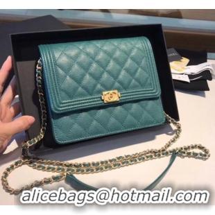 Classic Practical Boy chanel clutch with chain A84433 Blackish green