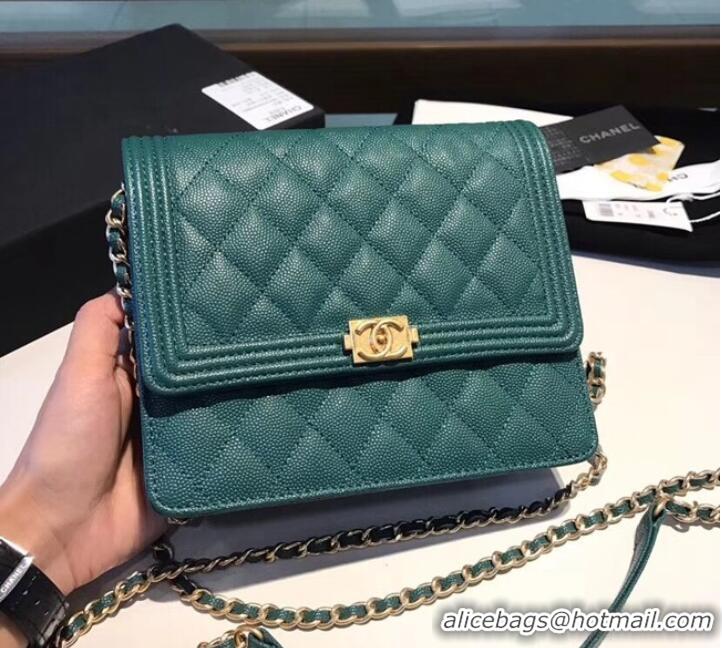 Classic Practical Boy chanel clutch with chain A84433 Blackish green