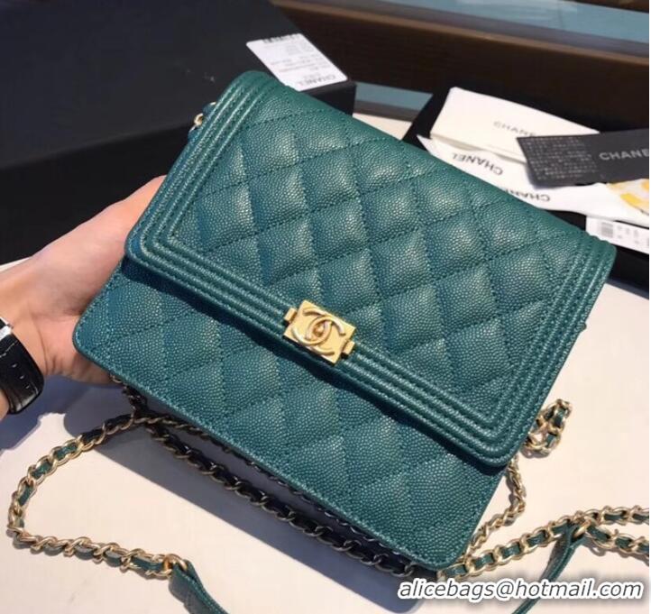 Classic Practical Boy chanel clutch with chain A84433 Blackish green