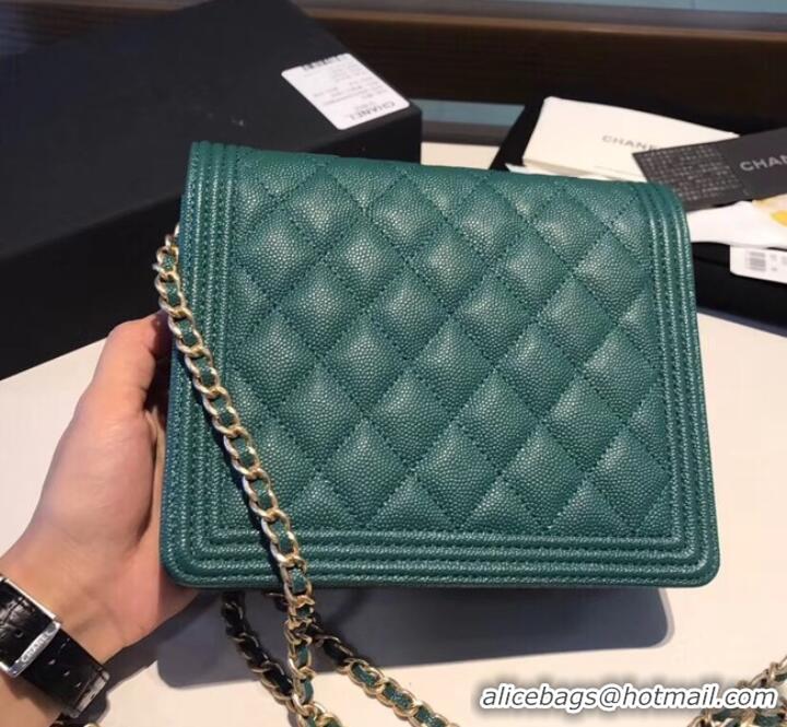 Classic Practical Boy chanel clutch with chain A84433 Blackish green