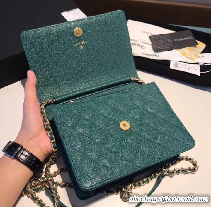 Classic Practical Boy chanel clutch with chain A84433 Blackish green