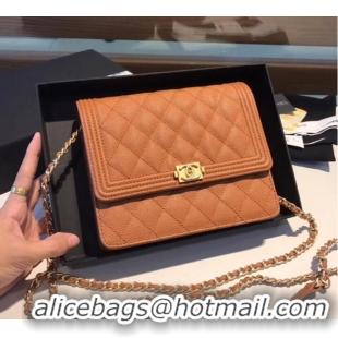 Popular Boy chanel clutch with chain A84433 Brown