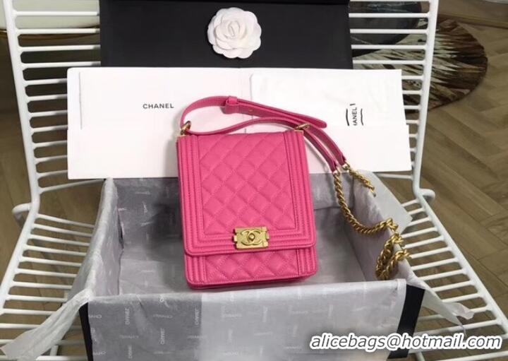 Good Product Boy chanel handbag Grained Calfskin & Gold-Tone Metal AS0130 Rose