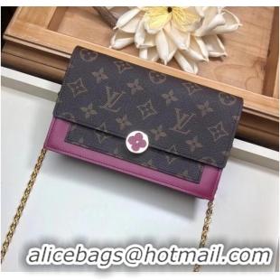 Perfect Louis Vuitton Monogram Canvas FLORE Chain Wallet M67404 Lie De Vin