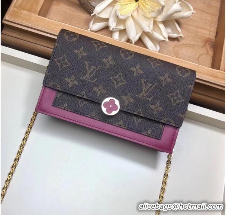 Perfect Louis Vuitton Monogram Canvas FLORE Chain Wallet M67404 Lie De Vin