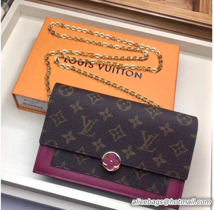 Perfect Louis Vuitton Monogram Canvas FLORE Chain Wallet M67404 Lie De Vin