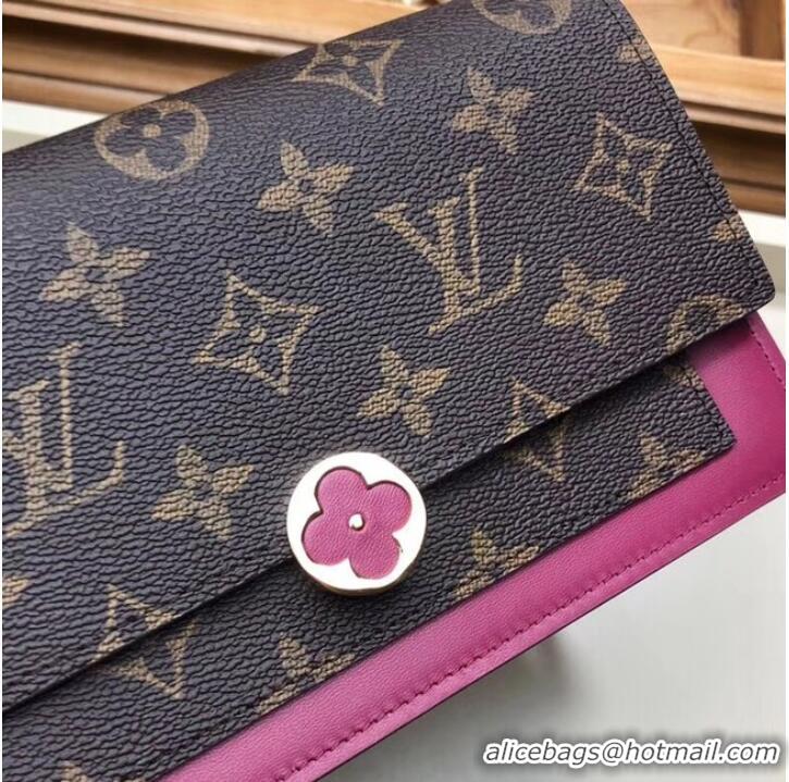 Perfect Louis Vuitton Monogram Canvas FLORE Chain Wallet M67404 Lie De Vin