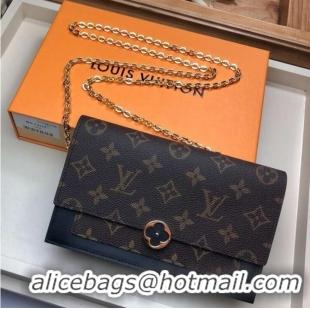 Famous Louis Vuitton Monogram Canvas FLORE Chain Wallet M67404 black