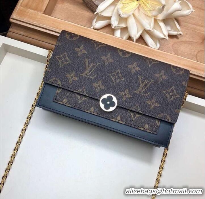 Famous Louis Vuitton Monogram Canvas FLORE Chain Wallet M67404 black