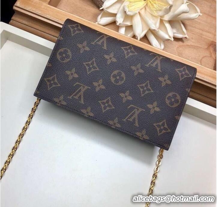 Famous Louis Vuitton Monogram Canvas FLORE Chain Wallet M67404 black