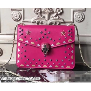 Discount Bvlgari Serpenti Forever 20 Star Flap Shoulder Bag 286644 Hot Pink