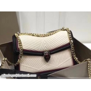 Fashion Bvlgari Serpenti Forever Framed Quilted Shoulder Bag 286627 White