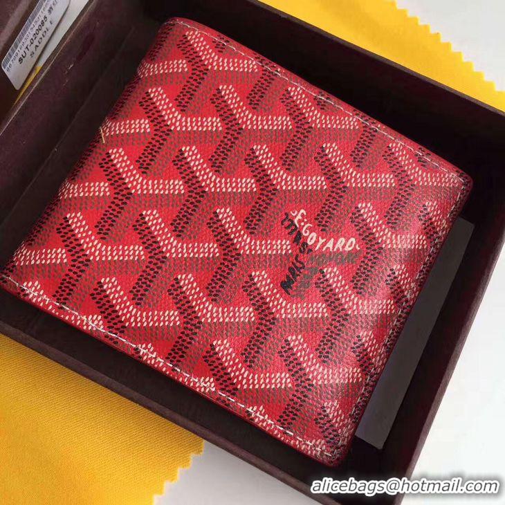 New Luxury Goyard Short 6 Card Slots Billfold Wallet 020085 Red