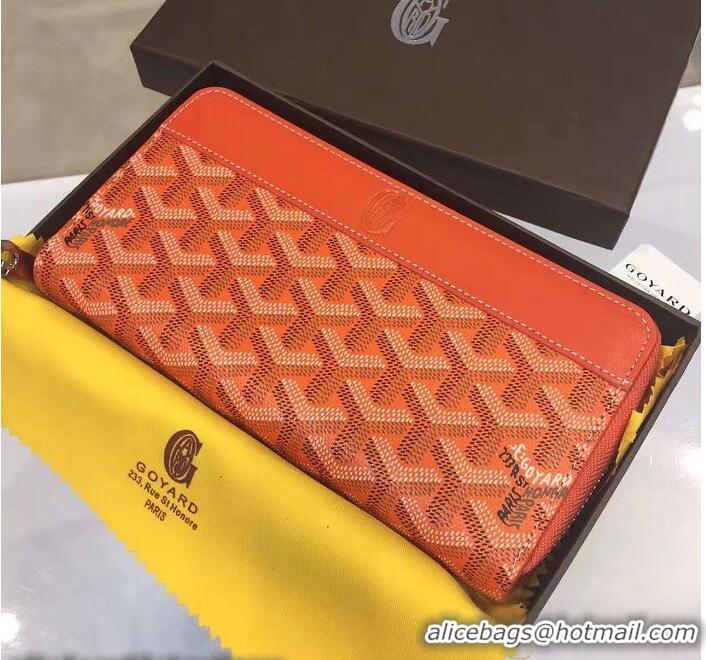 Low Cost Goyard Zipper Long Wallet 020110 Orange