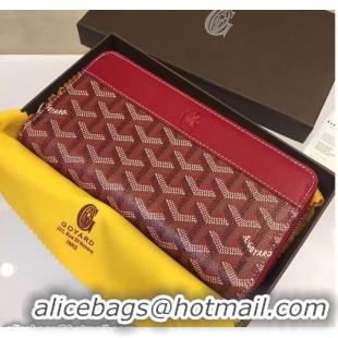 Top Quality Goyard Zipper Wallet 020110 Burgundy