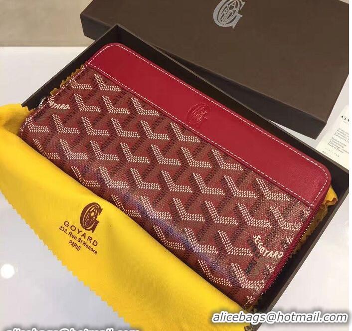 Top Quality Goyard Zipper Wallet 020110 Burgundy