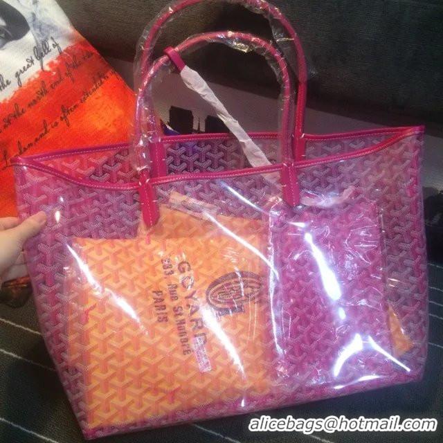 Low Cost Goyard Saint Transparent Tote PM 2377 Rose Red