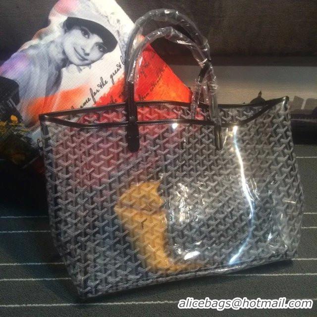 Free Shipping Goyard Saint Transparent Tote PM 2377 Black