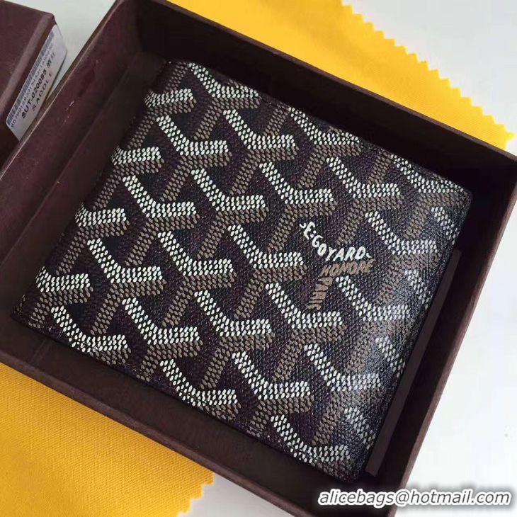 Good Quality Goyard Short 6 Card Slots Billfold Wallet 020085 Black