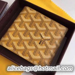 Newest Men Goyard Short 6 Card Slots Billfold Wallet 020085 Yellow