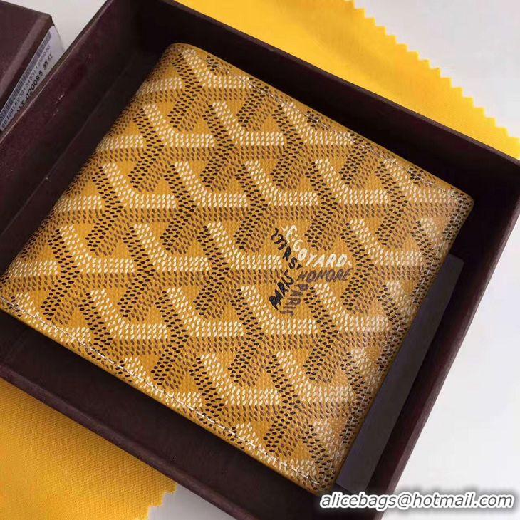 Newest Men Goyard Short 6 Card Slots Billfold Wallet 020085 Yellow