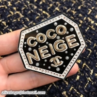 Grade Chanel Coco Neige Brooch A53227 Gold/Black/White/Crystal 2018