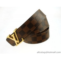 Louis Vuitton Damier Ebene Canvas Belt LV07 Gold