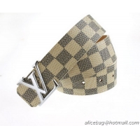 Louis Vuitton Damier Damier Azur Canvas Belt LV067 Silver