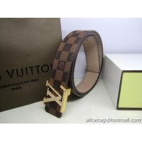 Louis Vuitton Damier Ebene Canvas Belt LV050 Gold