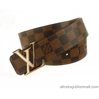 Louis Vuitton Damier Ebene Canvas Belt LV07 Shiny Gold