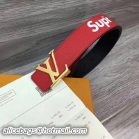 Shop Louis Vuitton SPREME 40mm Red Epi Leather Belt M5897 Gold