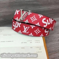 Fashion Louis Vuitton SPREME 40mm Red Belt M5899 Silver